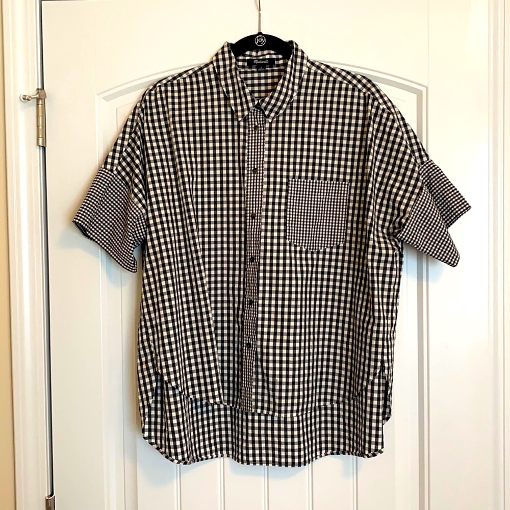 Madewell Gingham Play Button Down Shirt- size L